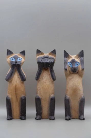 Trio chat en bois